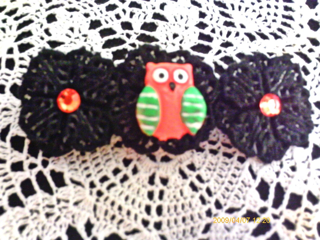 Spooky Cute Owl Barrette / OOAK