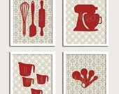 Kitchen Artwork Print Set - Bakers Kitchen Set of 4- 8X10 Inches, Gift for Cooks, Baking prints, House warming gift, Hostess