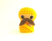Chubby Ninja Orange Mustache Man Crochet Amigurumi Doll