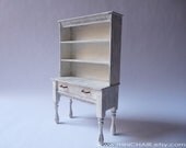 Miniature Doll Cupboard/Hutch in 1/6 scale (Blythe, Barbie, Bratz, Momoko). Cottage Chic style