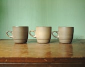 Heath Ceramics Coupe Stacking Teacup Set In Nutmeg And Sandalwood - Set 3 Mid Century Heath Stack Mugs