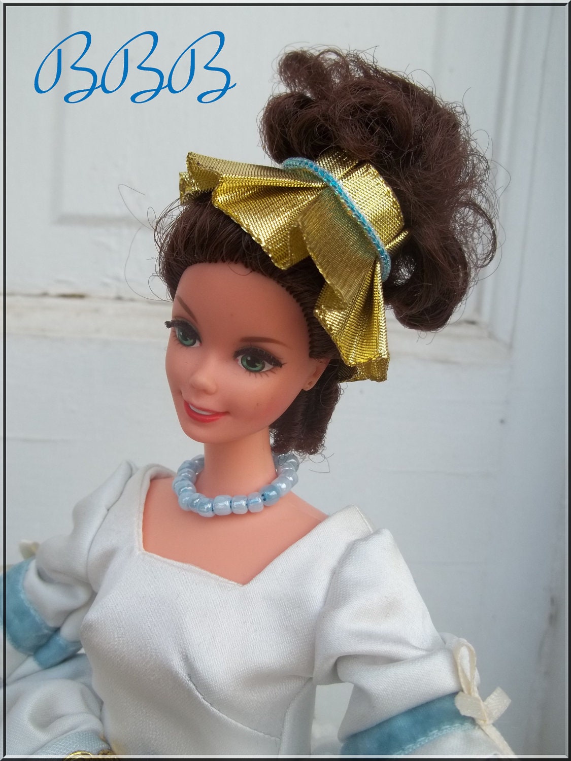 OOAK Barbie Gown Halloween Period Costume Ivory Antebellum Style with Hoop Skirt Collector's Item