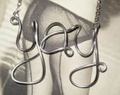 Yay Necklace Ladies Wire Word Jewelry Cursive Writing Quirky Pendant