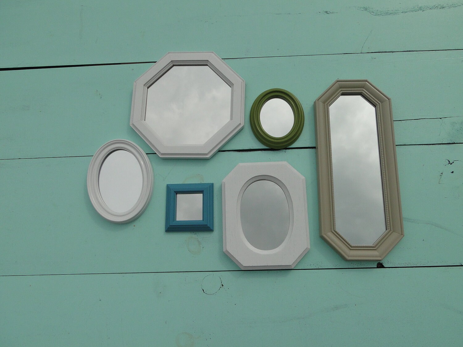 Frame set collection gallery wall set in tan white teal turquoise blue green fall beach cottage chic "Autumn Harvest"
