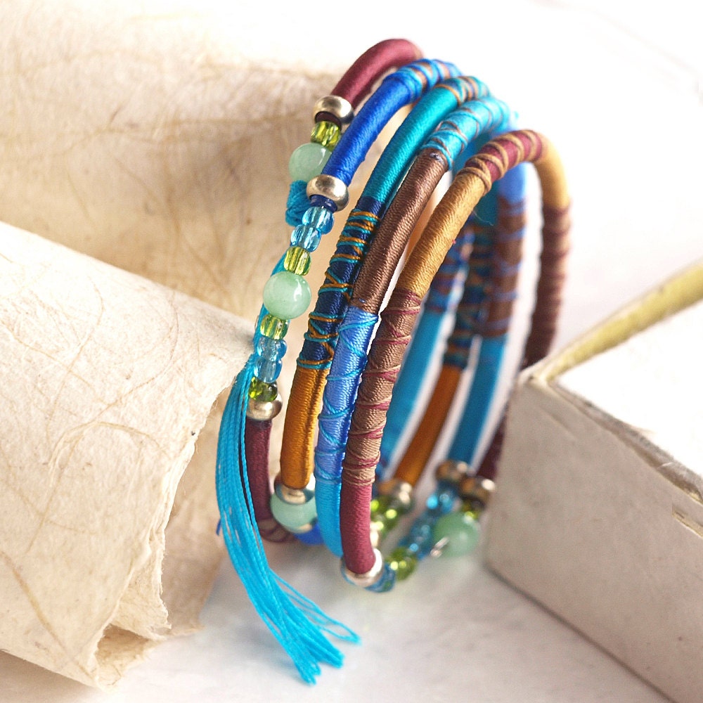 Aqua Summer, Bracelet, Bangle, Anklet, Arm Band, Boho Body Jewelry