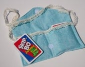 Travel Game Bag, Card Bag, Girls Art Bag, Blue Purse, Lace Purse, Nail Polish Bag, Jewelry Bag, Toddler Girls Purse, Handmade Bag