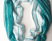 Infinity Scarf - Teal/White Stripes
