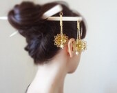 Byzantine princess- Bridal luxury gold plated brass filgree geisha hair sticks