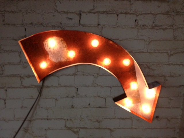 vintage store sign electric arrow metal industrial metal handmade.