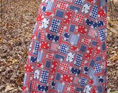 Vintage Americana 60s skirt.  Red, white, and blue patches and flowers