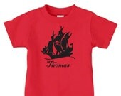 Personalized pirate ship t-shirt, birthday t shirt for a boy