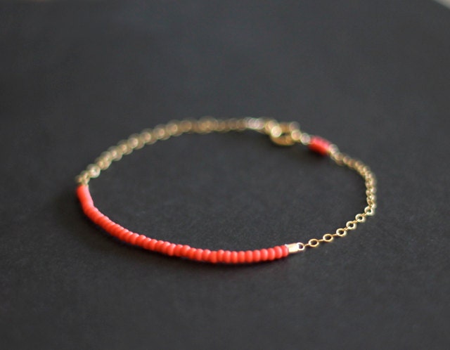 bright coral - lucky gold bracelet