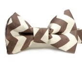 Grey & White Chevron Baby Bow Tie