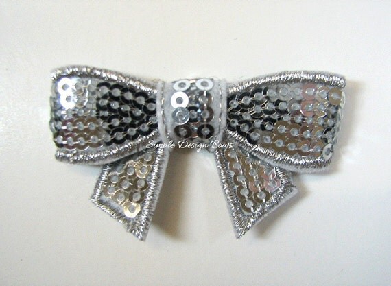 sequin baby bow silver bow 2 small hair clip by sequin baby bow silver bow 2 small hair clip by