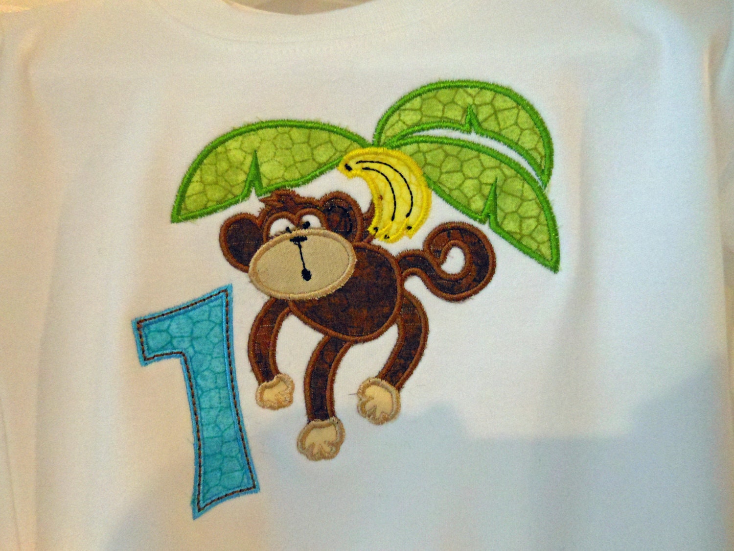 Swinging Monkey with Birthday Number for Age  T-Shirt by Sew Jewell