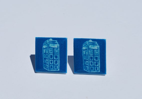 Ocean Blue Tardis Earrings