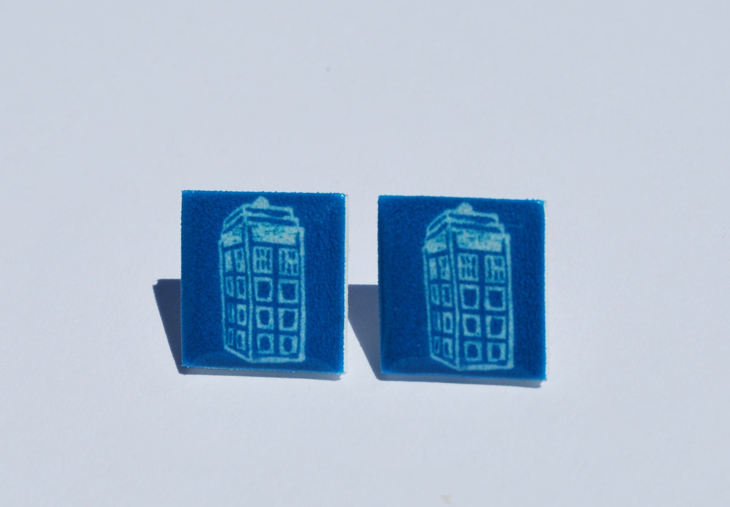 Ocean Blue Tardis Earrings