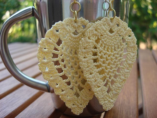 Yellow Crochet Earrings - Lace Jewelry - Handmade Earrings