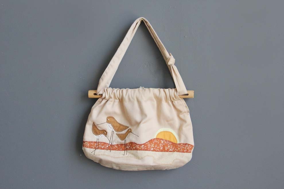 Sand Piper Embroidered Purse