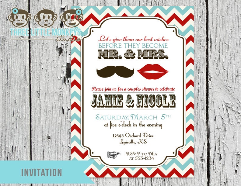 Vintage Mr and Mrs Couples Wedding Shower Party Invitation Il_170x135