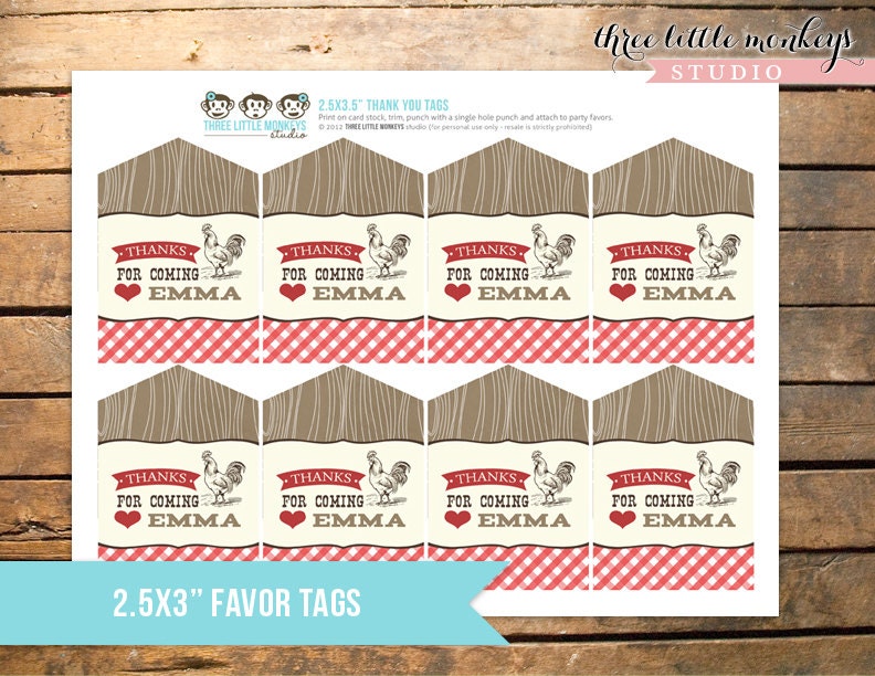 Personalized Vintage Barnyard Bash Favor Tags Il_170x135