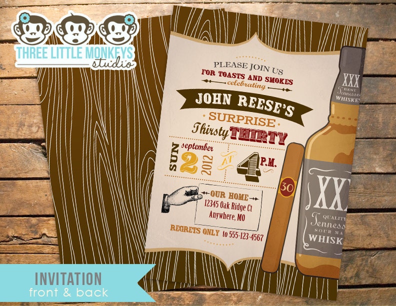 Vintage Thirsty Thirty Adult Birthday Invitation
