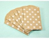 Kraft Paper Brown and White Polka Dot Gift Bags, School, Lunch, Wedding, Baby Shower, Parties, 24ct Kraft Paper Polka Dot Gift Bags