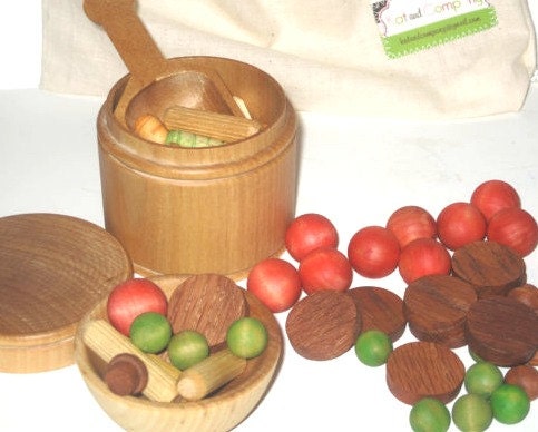 Pasta in a bag set. Play kitchen wooden food.