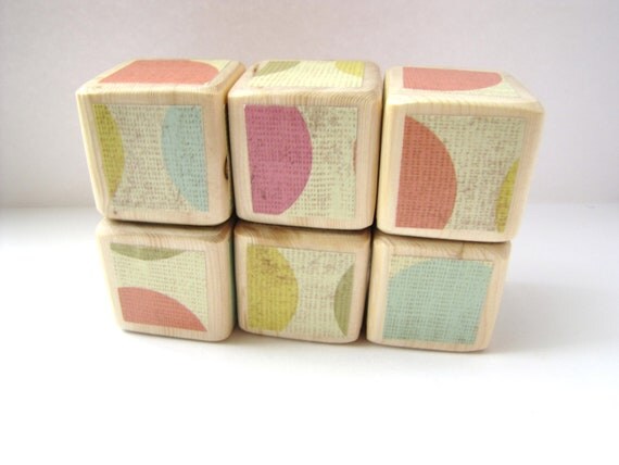 Wooden Childrens blocks. Pastels. Toddler toy. Baby by MiaBooo