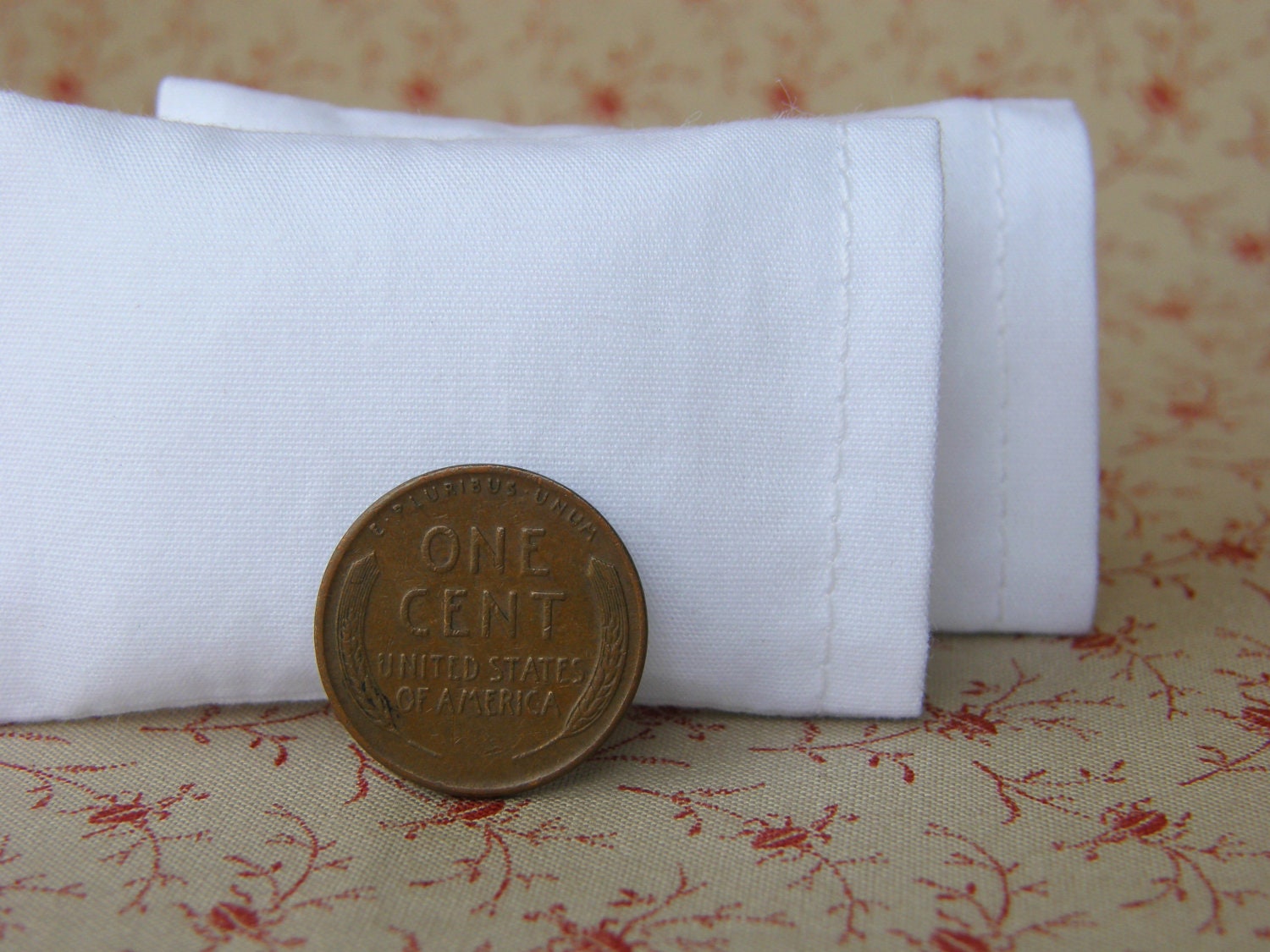 Dollhouse Miniature Set of 2 Solid White Bed Pillows - 1:12 scale