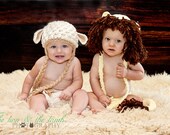 Crochet Lion and Lamb Hat Set
