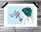 Leap - A4 Print - Art nouveau surrealism illustration