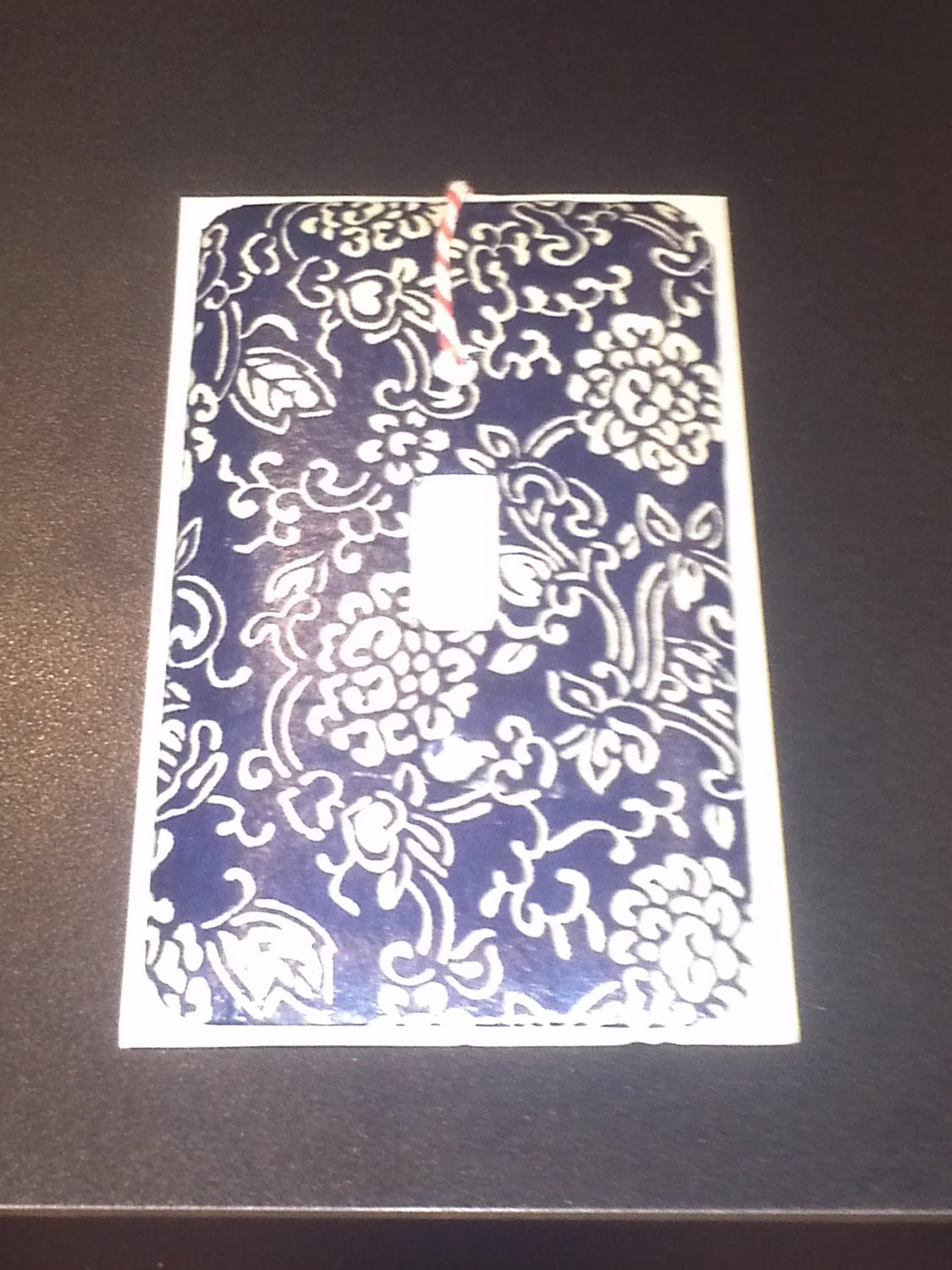 Handmade Vintage Rice Paper Light Switch plate, single light, Hipster Houseware, Housewarming gift