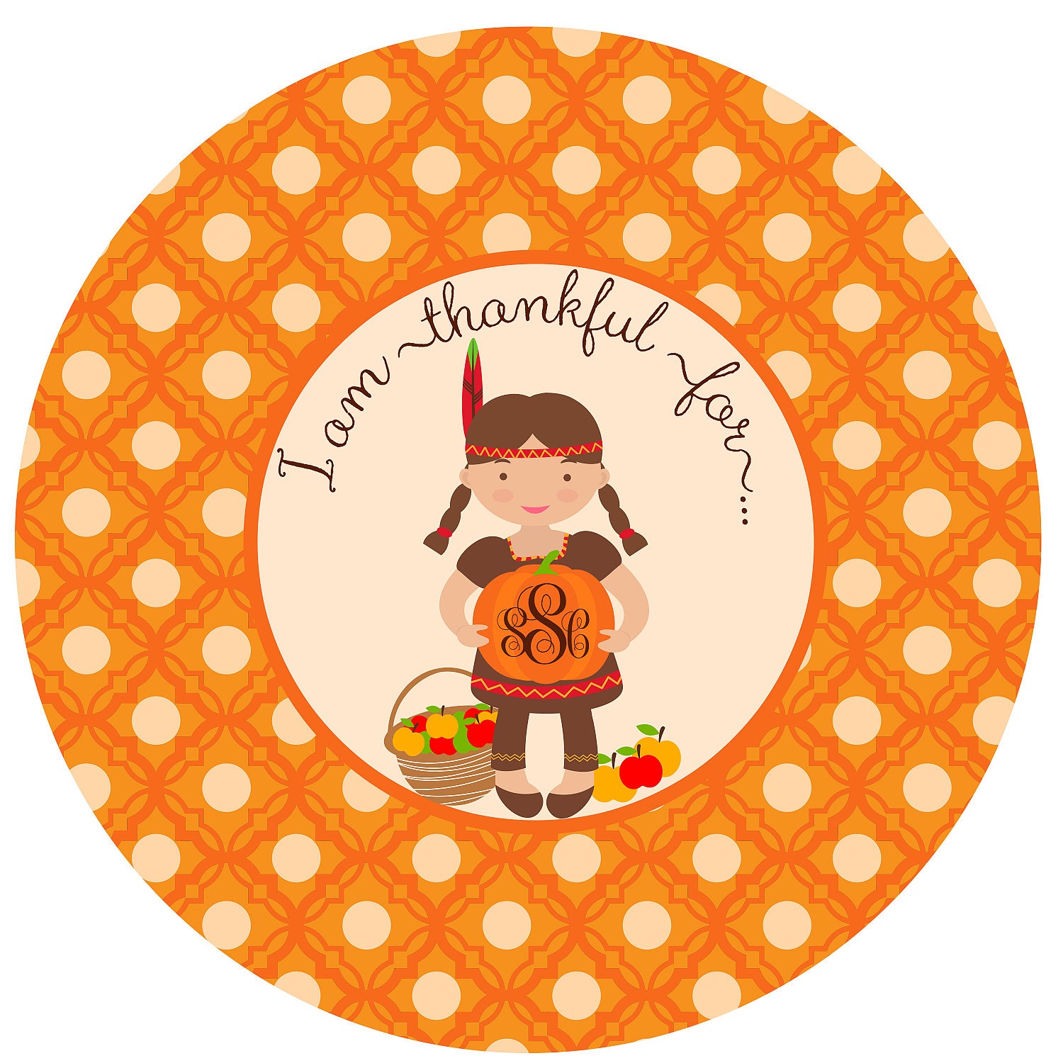 Personalized THANKSGIVING Plate, Girls, Melamine, custom by Libby Lane Press Il_570xn