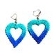 Lace Earrings - Aqua and Cobalt Blue Ombre Heart Hand Painted  - Customizable Colors - Lace Fashion