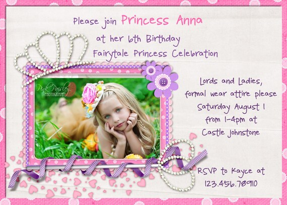 Princess Birthday Invitation - Pink Princess Tiara - Photo You Print Il_570xn