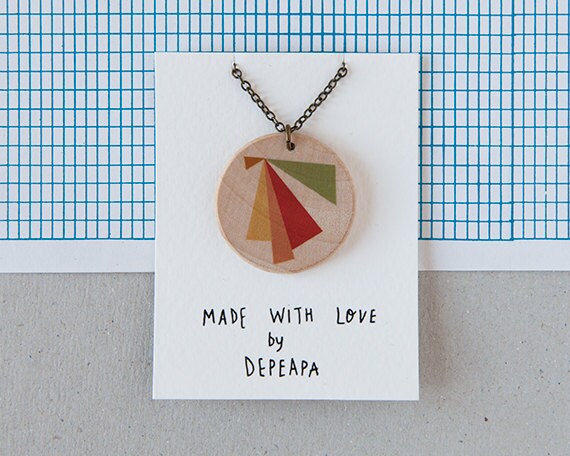 Shape 3 - illustrated wooden necklace