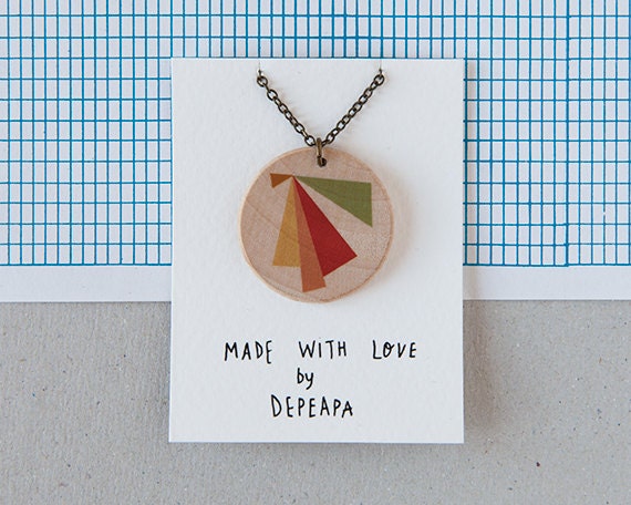 Shape 3 - illustrated wooden necklace