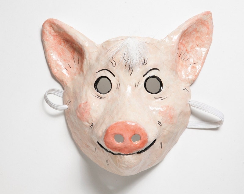 Paper mache pig mask