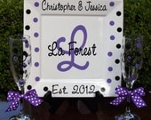 Personalized Porcelain Wedding or Anniversary Plate with 2 Champagne Flutes