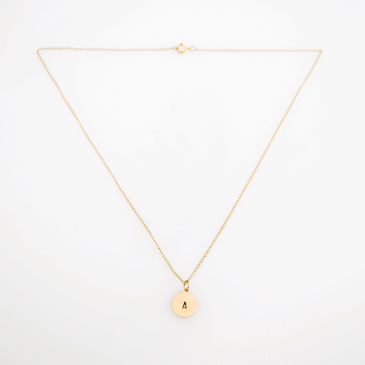 Initial Necklace, 14k Gold Fill Custom Hand Stamped, 18" Curb Chain