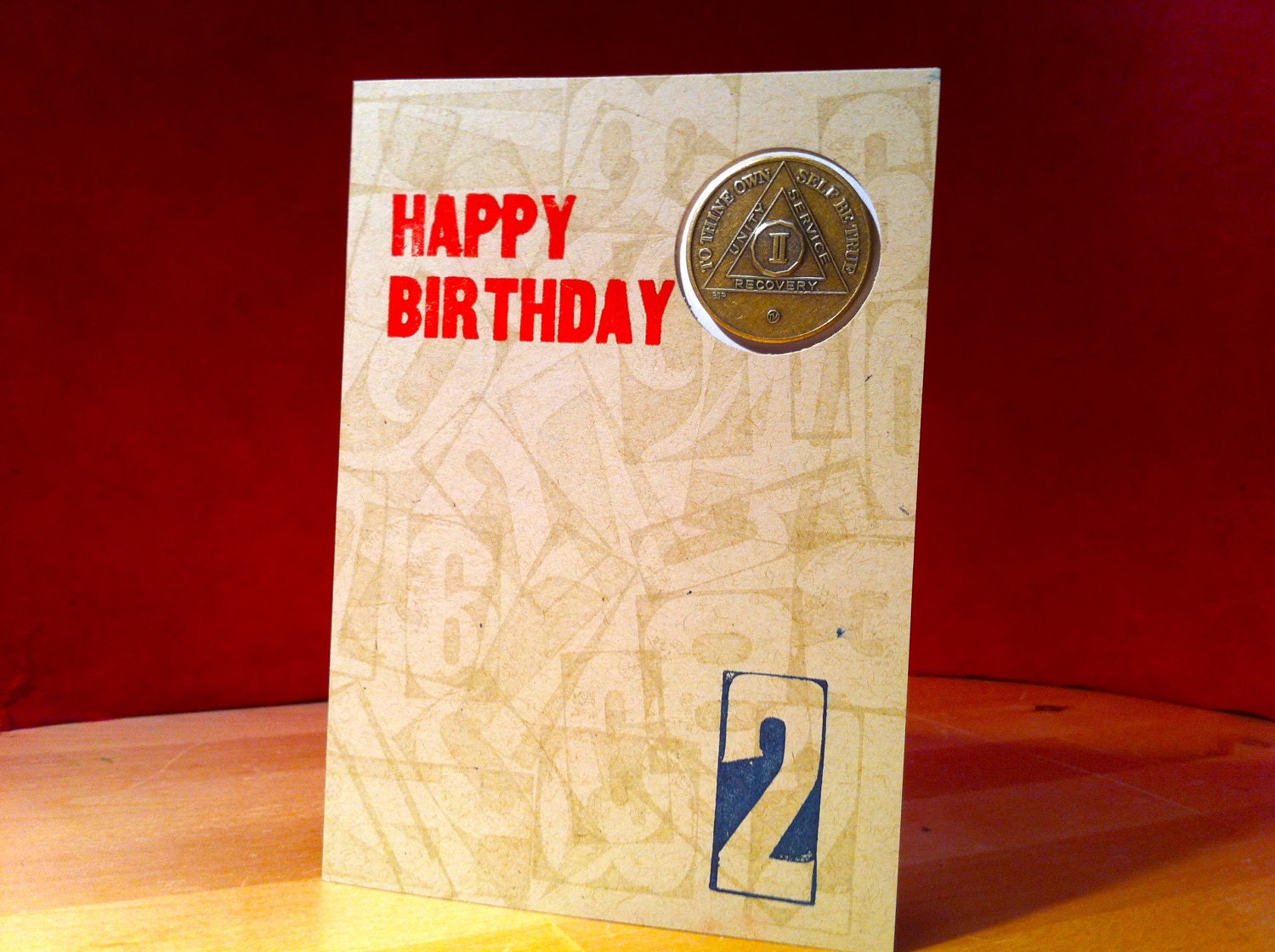 Customizable AA Sobriety birthday Card and Coin