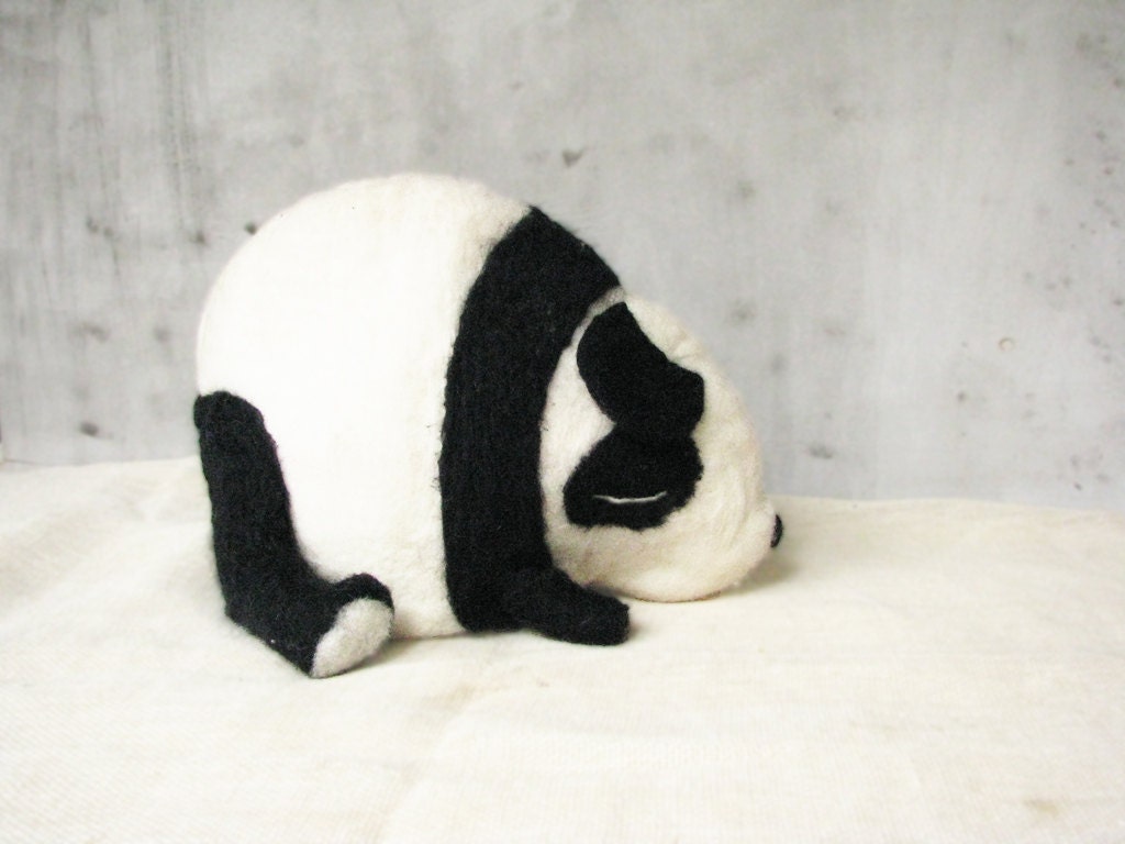 OOAK handfelted teapot cozy soft wool, cream and ivory, black and white, panda infant, minimalistic, rustic home decor