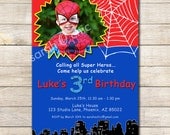 Super Hero - Spiderman Inspired Birthday Party Invitation - sarah O chic - Printable Invitation, superhero, spiderman birthday party