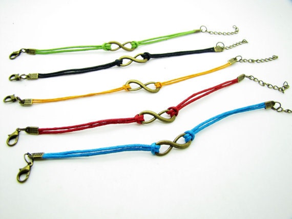 Blue Rope Steampunk Bracelet bronze infinity wish karma bracelet,Infinity Wish Bracelet Adjustable Bracelet 1191S