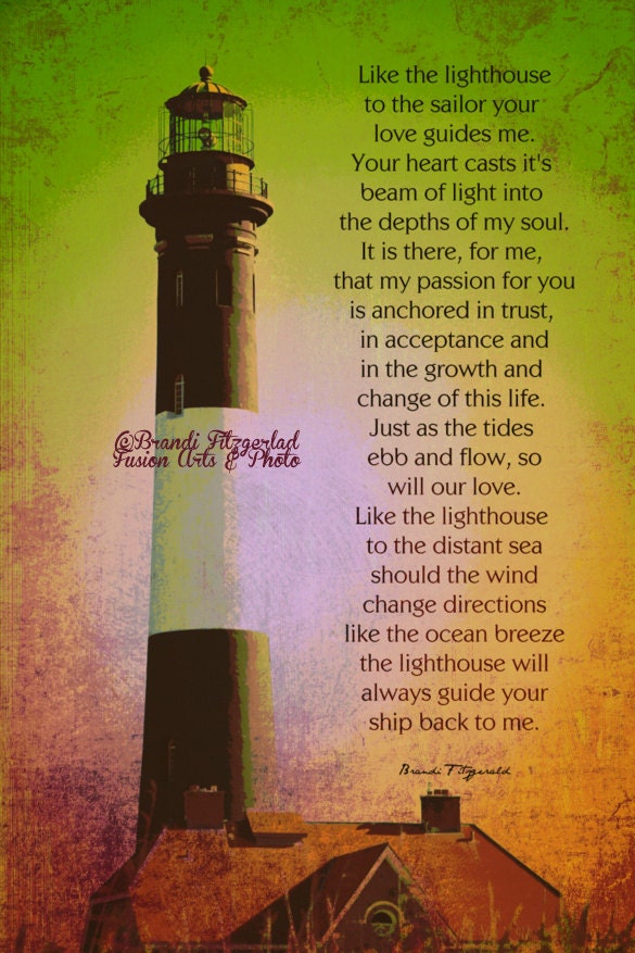 Lighthouse Guide Me.   8" x 12"  Fire Island Lighthouse Paintographic Poem Fine Art Photographic Print