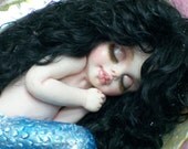 OOAK art doll fantasy mermaid baby polymer clay sculpture fairy   IADR       free shipping