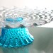 Glass Cake Stand 14" Wedding Cake Stand Pedestal / Cake Plate Pedestal Platter / Vintage Crystal Glass Pedestal / Aqua Blue Cake Stand
