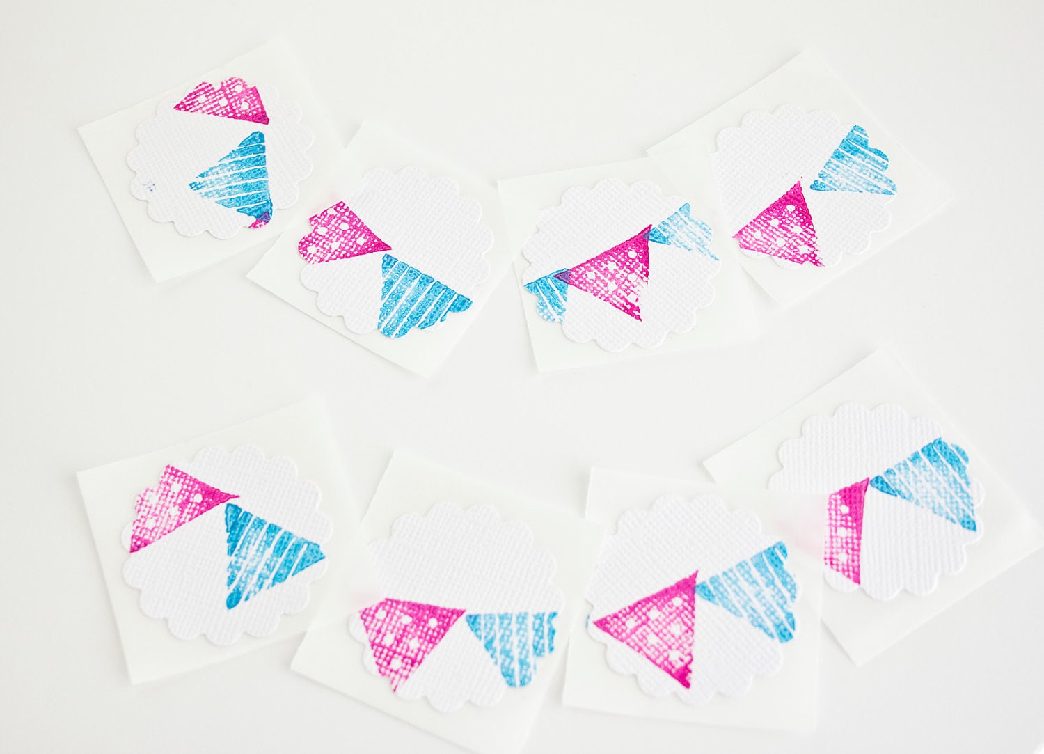 Pink & Blue Bunting Stamped Gift Wrap Stickers Envelope Seals