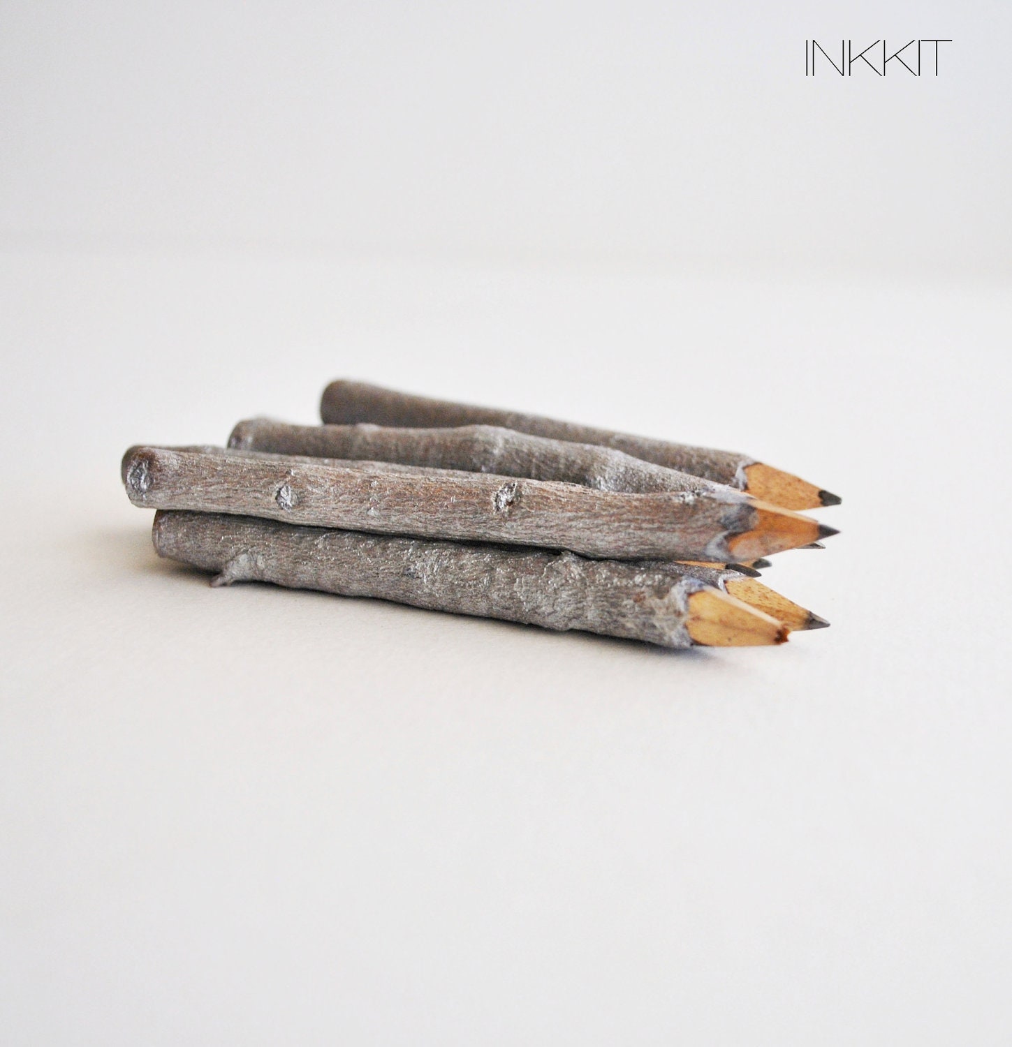 Bulk- silver twig pencils hand painted - 4" (50 pencils) - inkkit